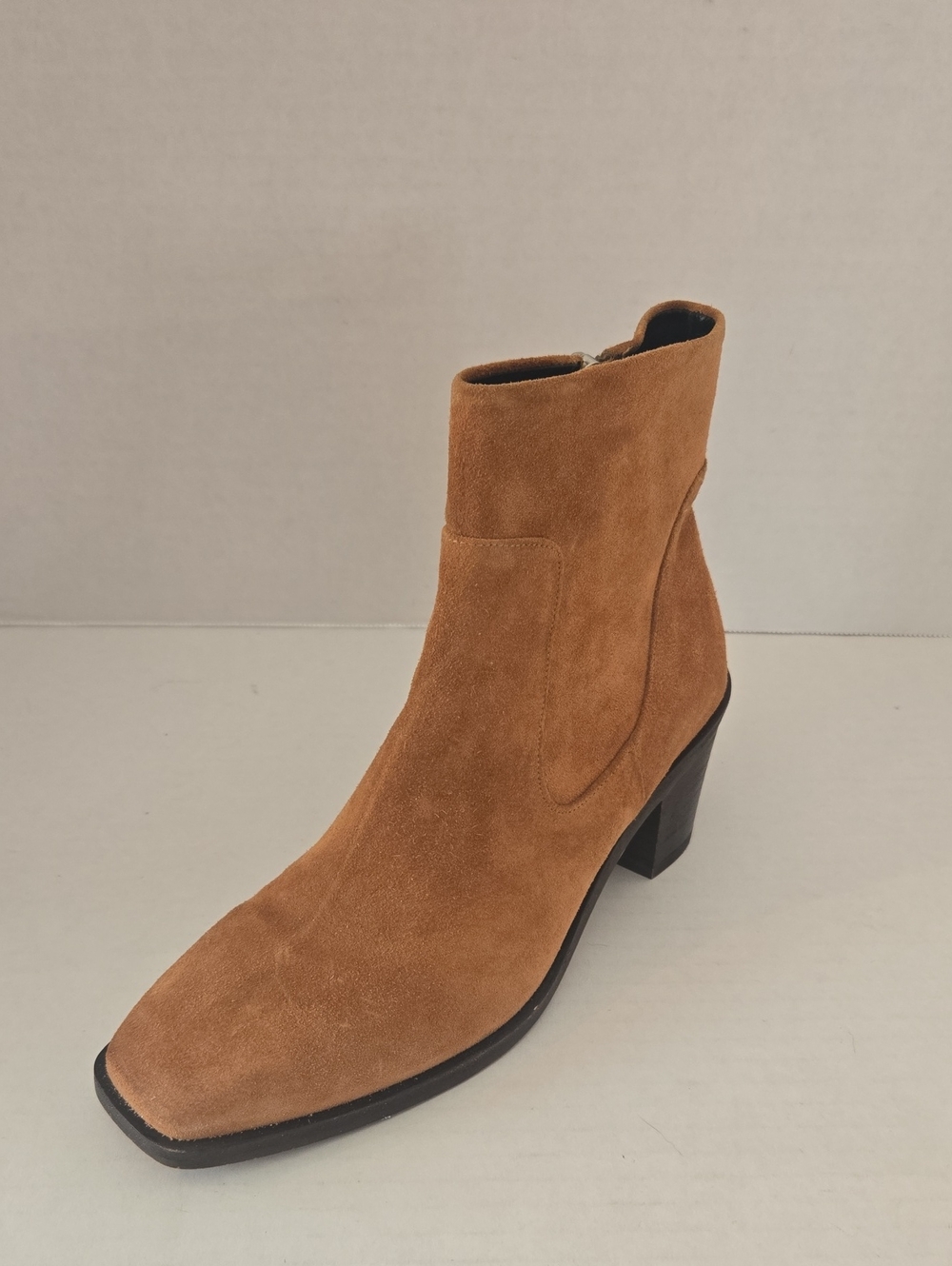 Rag & Bone New York Cognac Suede Ankle Boots Block Heels